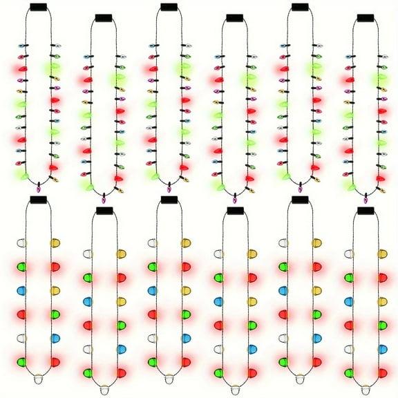 OUSITAID Light Up Christmas Necklace Bulk For Adults  Christmas Light Necklace  3 Modes Glow Xmas Necklace Accessories For Ugly Sweater Party And Holiday Favors