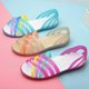 thumbnail image 1 of 2022 Summer Women's Beach Flat Sandals Colorful Open Toe Jelly Cutout Flats, 1 of 3