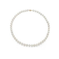 ADDURN 7-7.5mm White Perfect Round Akoya Pearl 18" Necklace with 14kt Yellow Gold Clasp