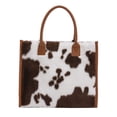 thumbnail image 2 of fankhu Women Large Soft Autumn Tote Purse PU Cow Print Winter Plush Handbag (Cow Brown), 2 of 9