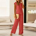 thumbnail image 2 of Womens Jumpsuit Sleeveless Casual Summer Side Split Overalls Jumpers Spaghetti Strap Lightweight Baggy Long Pants Rompers with Pockets, 2 of 6