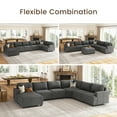 thumbnail image 4 of HONBAY Modular Sleeper Sofa Corduroy L/U Shaped Couch Bed Sectional 6-Seater with Storage Ottoman for Living Room, Grey, 4 of 11