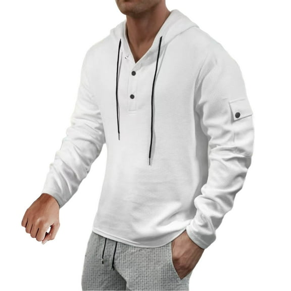 GigrtiJin Mens Athletic Hoodies for Men Solid Color Drawstring Texture Side Pocket Sweatshirt with Hood Trendy Sport Tunic Tops