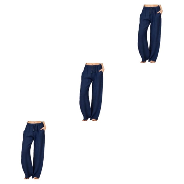 Sonducket Pantalones anchos de pierna para mujer, cómodos y a la moda, pantalones rectos casuales de algodón para tiempo libre para mujer Type1 NO1