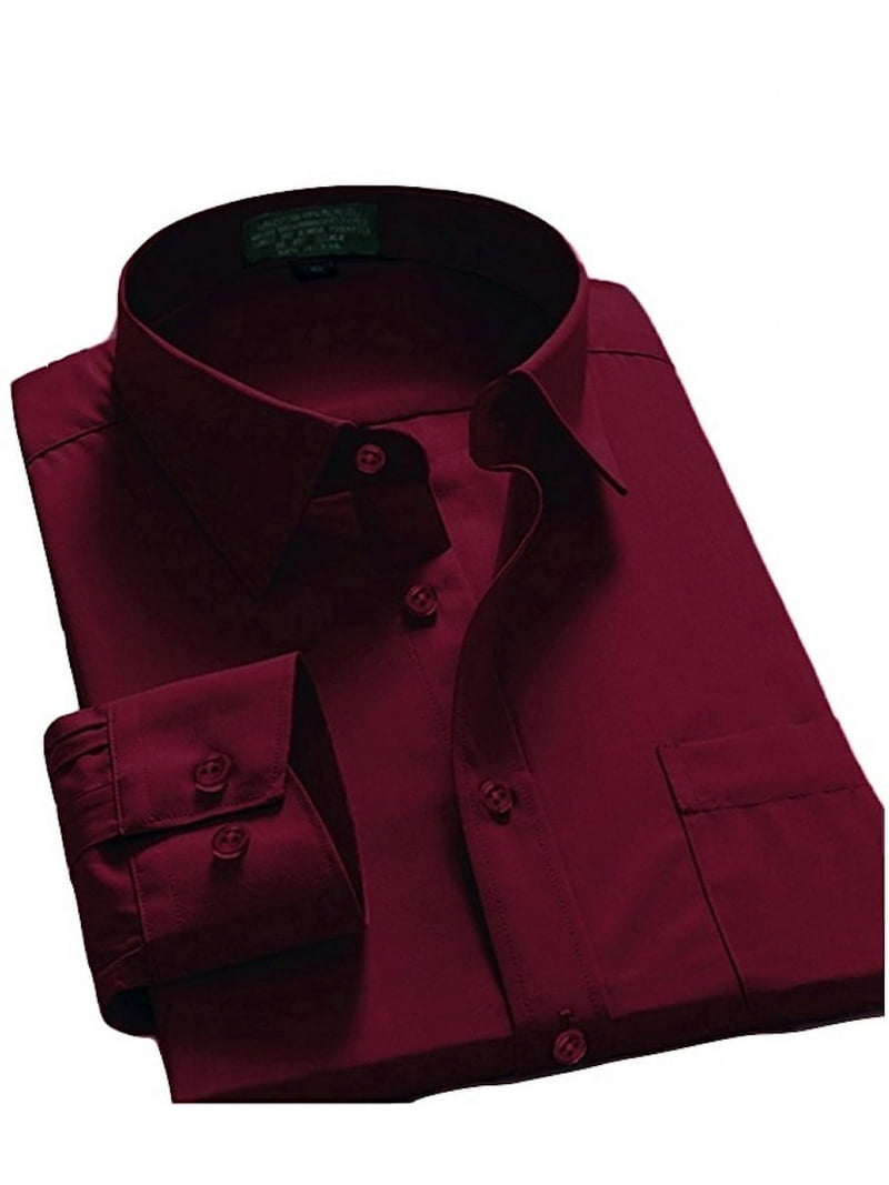 burgundy color dress shirts ARTURO Modern Fit Long Sleeve Burgundy Dress Shirt (4X to 6X) 6X (22.5) 35/36 (2255) main image 1