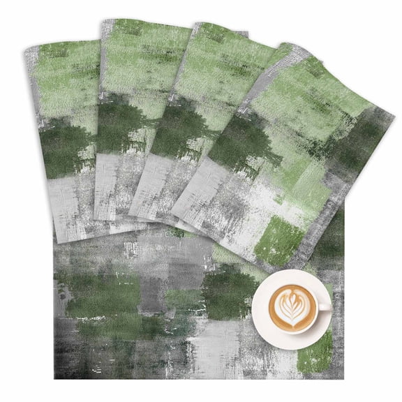 Placemat Sage Green Gray Block Placemats for Dining Table Modern Abstract Art Washable Table Mats for Party Kitchen Dining Decoration