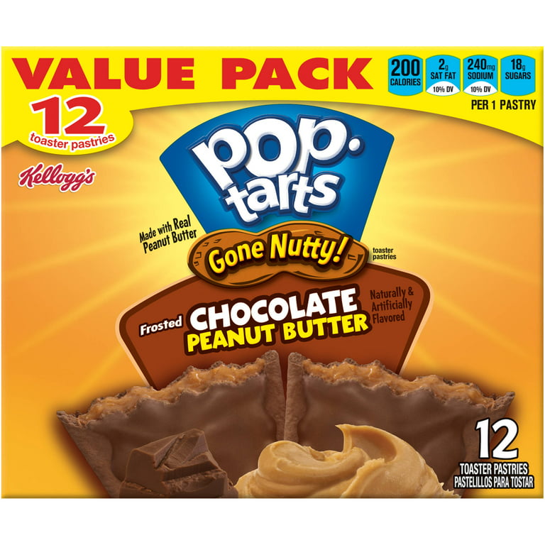 Pop-Tarts Gone Nutty! Breakfast Toaster Pastries, Frosted Chocolate Peanut  Butter, Value Pack, 12 Toaster Pastries 