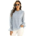 thumbnail image 1 of Women"s Chiffon Blouse Long Sleeve Ruffled Neck Shirts Fall Casual Pullover Tops, 1 of 5