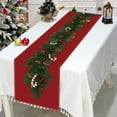 thumbnail image 3 of Watercolor Red Christmas Table Runner with Christmas Tree Branch Decoration, Seasonal Winter Xmas Party Decoration for Holiday Indoor Home Kitchen Decor 13 x 90 Inch, 3 of 7