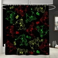 thumbnail image 6 of Gaming Theme Shower Curtain Sets 4-Piece Waterproof Polyester 72x72 Inch, Navy Blue Controller & Pixel Design with Non-Slip Bath Mat & Toilet Cover, Youth Bathroom Decor Includes 12 Hooks​, 6 of 6
