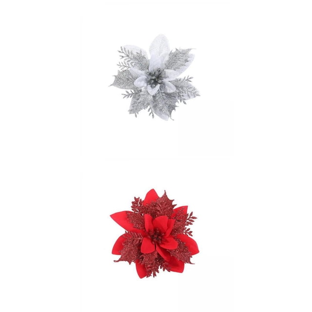 Poinsettia Decoración Adorno Flor Artificial Para Navidad Rattanes Pta+Poinsettia Decoración Adorno Flor Artificial Para Navidad Rattanes Rojo Rojo SM SunniMix none