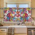 thumbnail image 2 of Yayeee Kitchen Curtains Set of 2 Light Filtering 57"x36" Over Sink Window Panels, Whimsical Floral, 2 of 7