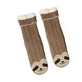 thumbnail image 2 of Nkmbld Women's Fuzzy Slipper Socks with Grippers Super Soft Warm Fleece Lined Short Cozy Cabin Socks, Winter Gifts for Valentine's Day, Birthday, Christmas, Brown, 2 of 8