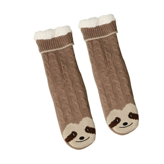 HaoXun Women's Sloth Fuzzy Slipper Socks with Non-Slip Grippers - Warm Cozy House Socks for Winter, Gifts for Women, Mom, Christmas, Size 5-8