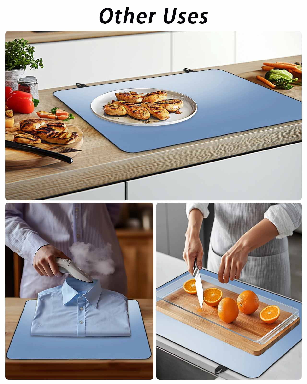 Stove Top Covers for Electric Stove, Blue Ombre Glass Stovetop Cover Protector, Modern Minimalist Gradient Aesthetic Induction Cooktop Protector Oven Mat for Kitchen Countertop 24"x21"
