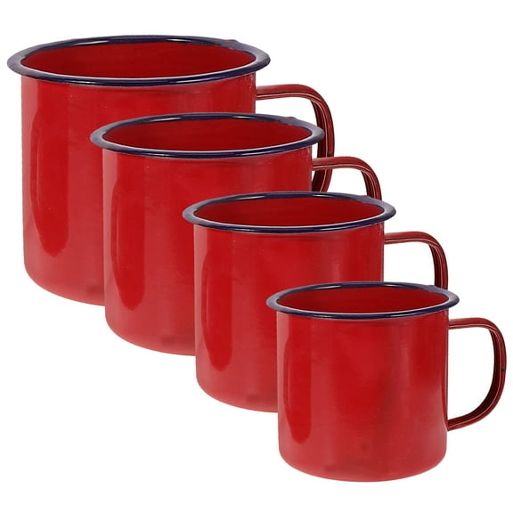 GAXIRE Latte Cup 4Pcs Red Enamel for Tea Time with Friends Elegant and
