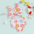 thumbnail image 2 of Bagilaanoe Toddler Baby Girls Swimsuits 2 Piece Bikinis Set Floral Print Tankini Tops + Shorts 6M 12M 18M 24M 3T 4T Kids Swimwear Bathing Suit Beachwear, 2 of 6