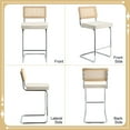 thumbnail image 5 of Zesthouse Rattan Bar Stools Set of 2, 25.6″ Linen Counter Height Chairs with Cane Back & Chrome Legs, Mid Century Cantilevered Design Barstools for Kitchen Island, Beige, 5 of 13