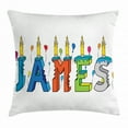 thumbnail image 1 of James Throw Pillow Cushion Cover, Surprise Party Themed Cheery Letters of a Popular Male Name Birthday Celebration, Decorative Square Accent Pillow Case, 16 X 16 Inches, Multicolor, by Ambesonne, 1 of 2