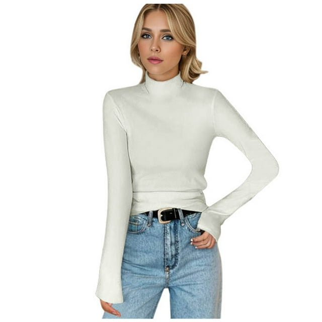 TINZ Haut Chaud en Velours Réversible à Col Montant Femme Thermique Manches Longues Hauts pour Femmes Haut Thermique Femme