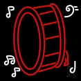 thumbnail image 1 of Drum Musical Note Logo LED Neon Sign 16" Tall x 16" Wide - inches Black Square Cut Acrylic Backing, with Dimmer - Premium built indoor Sign for Studio, Club, Home décor, Event, Workshop, Storefront., 1 of 7
