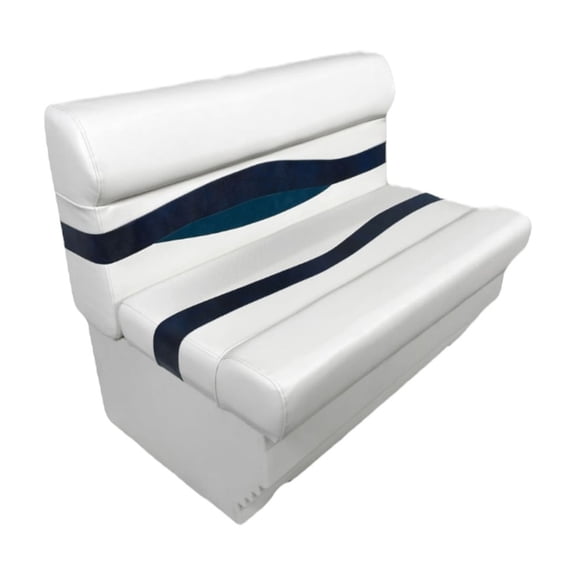 Horizon Manufacturing Elite Series 37" Pontoon Bench Seat Cushion Set WITH Base 3201-3010-AADK White / Navy / Blue