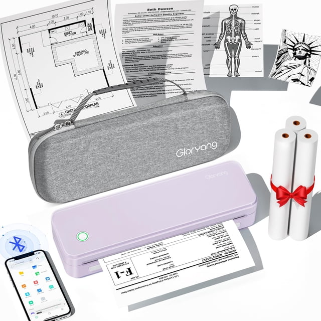 Impresora portátil Gloryang Inkless Inkless Thermal Purple