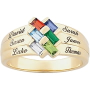 Personalized Planet Family 18kt Gold over Sterling Silver Baguette Birthstone & Name Ring
