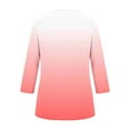 thumbnail image 5 of aidice Tops for Women Trendy Round Neck 3/4 Sleeve Tees Fitting Comfy Gradient Color Casual Shirts, 5 of 6