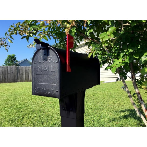 Architectural Mailboxes Admiral ™   Rust-Proof Aluminum Metal Post Mounted Mail Box for Outside, Black, Medium Curbside Mailbox,  Approved for Residential Delivery