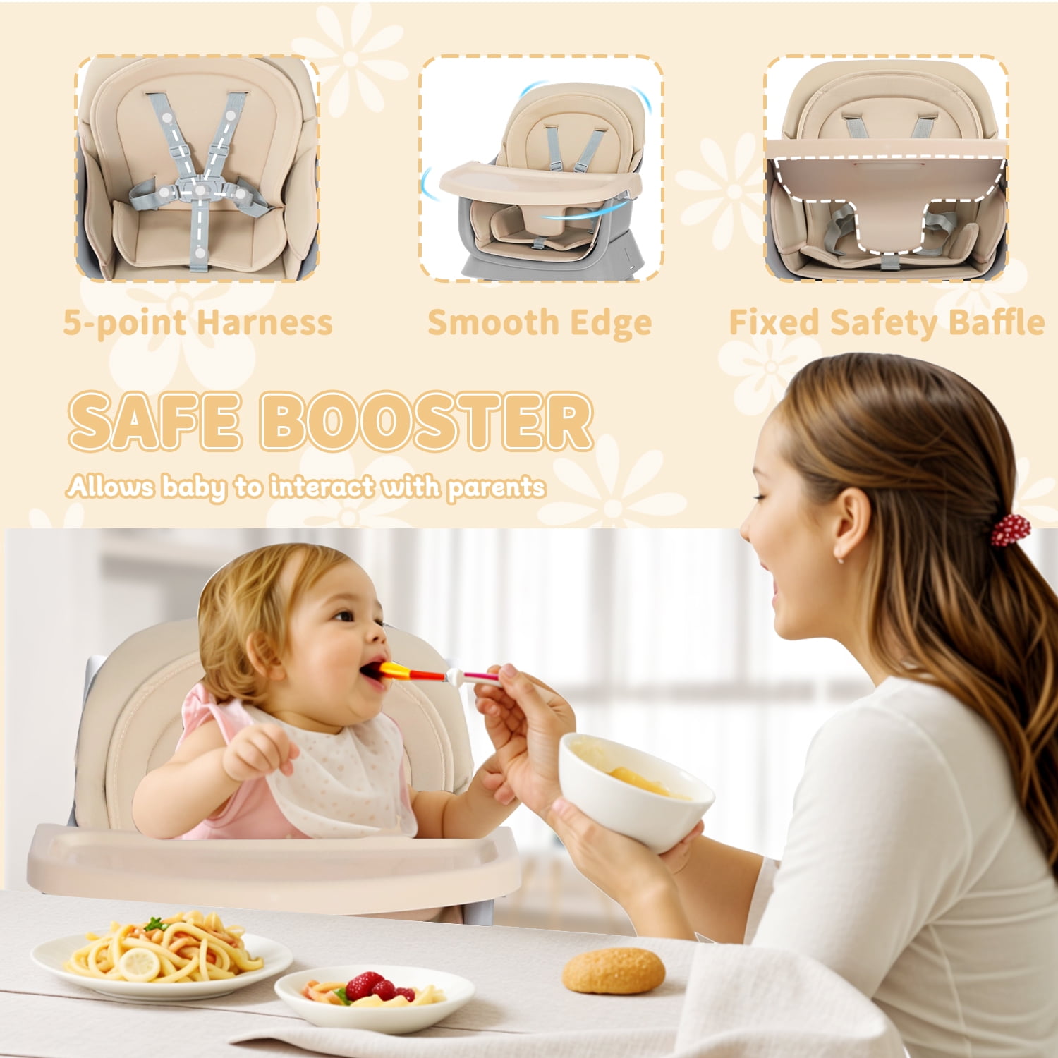 LINLUX 8 in 1 Convertible High Chair for Babies, Feeding Booster Seat for Toddlers, Coffee
