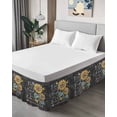 thumbnail image 4 of Retro Sunflower Wrap Around Bed Skirts for Queen Bed 16" Drop,Bed Skirt with Adjustable Elastic Belt Dust Ruffle Bed Valance for Bedroom Hotel Spring Summer Farmhouse Floral Butterfly Bed Frame Cover, 4 of 7