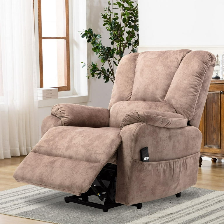 WELLFOR Power Lift Recliner Chair for Elderly Camel Polyester