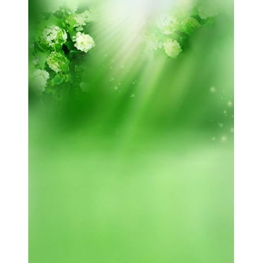 ABPHOTO Polyester White Flower Green Photography Backdrops Photo Props Studio Background 5x7ft