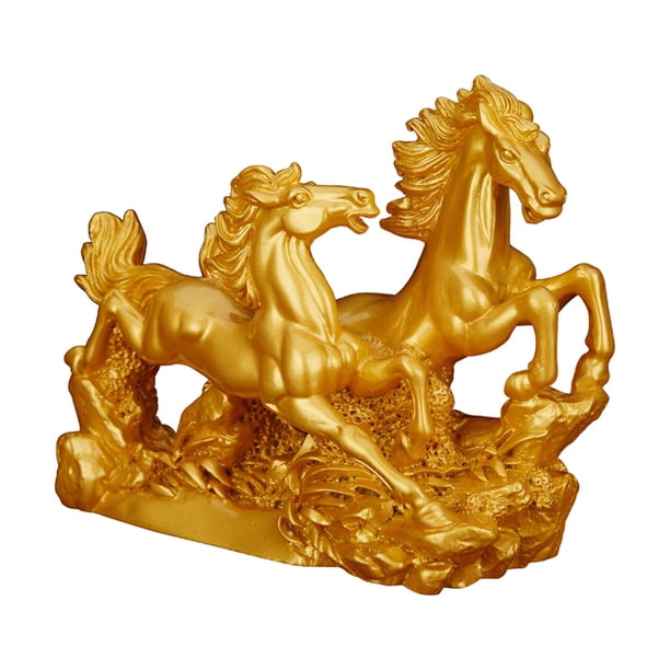 Estatua de Caballo Adornos de Caballo Colección de Artesanías de Resina Modelo Animal Figuras de Caballos Escultura de Caballo para Mesa Dormitorio Of Oro