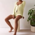 thumbnail image 3 of Women Cute Pajamas Set Long Sleeve Button Down Top Ruffle Shorts 2 Piece Lounge Sets Y2k Sleepwear Yellow S, 3 of 6