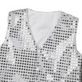 thumbnail image 2 of Miutii Girls' Boys' Glittery Sequined Vest Jacket Hip-Hop Street Dance Waistcoat Performance Silver 150, 2 of 9