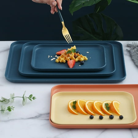 

opvise Serving Tray Multi-Function Delicate Nordic Style Decorative Rectangular Plastic Tray for Home Orange2