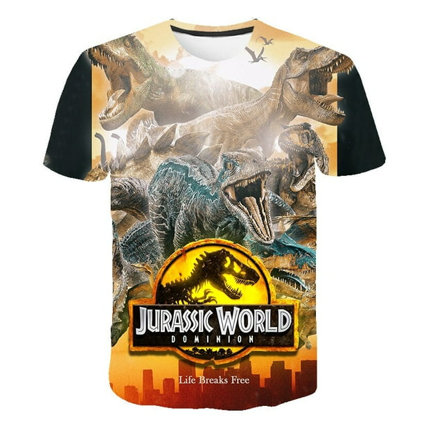 Camisetas de dibujos animados Jurassic World Dominion para niños y niñas, novedad de verano 2023, camisetas de manga corta, camisetas informales holgadas, ropa 5T Gao Jinjia LED