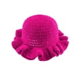 thumbnail image 2 of Deago Women Crochet Bucket Hat Cute Winter Ruffled Brim Floppy Cap Handmade Knit Cloche Hats (Rose Red), 2 of 9