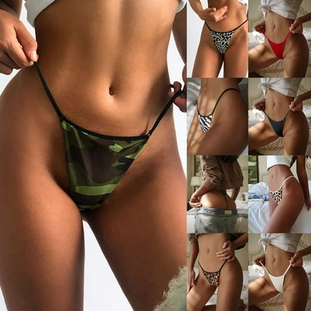 

Rong Yun Ladies Sexy Solid Color Print Low Waist Thin Belt Hollow Out Sexy Panties， Khaki， M(Buy 2 Get 1 Free)