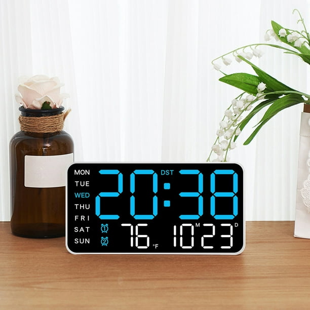 Decoración del hogar, decoración de habitaciones, reloj de pared digital, reloj de pared digital LED con pantalla grande, reloj despertador con calendario digital, adecuado para sala de estar, dormito