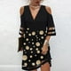 thumbnail image 2 of Moda mujer Casual Sexy cuello en V estampado verano 3/4 manga Mini vestido Fridja  yut3617, 2 of 8