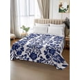 thumbnail image 2 of Blue Spring Floral Twim Size Flat Sheet, Wrinkleproof & Fadeproof Cooling Flat Bed Sheet Only, Summer Botanical Farmhouse Breathable Soft Bedding Top Sheets 66 x 96 Inches, 2 of 8