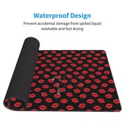 Rateoe Sexy Red Lips Kiss Print Mouse Pad - Extended Large Gaming Mousepad,Non-Slip Stitched Edge,16x29.5 Inch