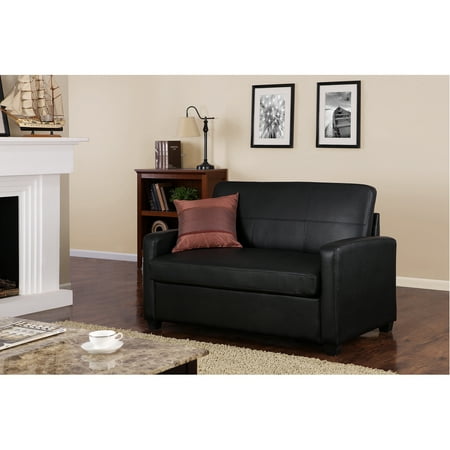 Mainstays Sofa Sleeper, Black Faux Leather