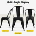 thumbnail image 6 of YEXJ Metal Dining Chairs Set of 4, Industrial Stackable Kitchen Chairs with Back for Dining Room/Restaurant/Bistro/Patio, Indoor & Outdoor Use-Steel Seat-Black, 6 of 18