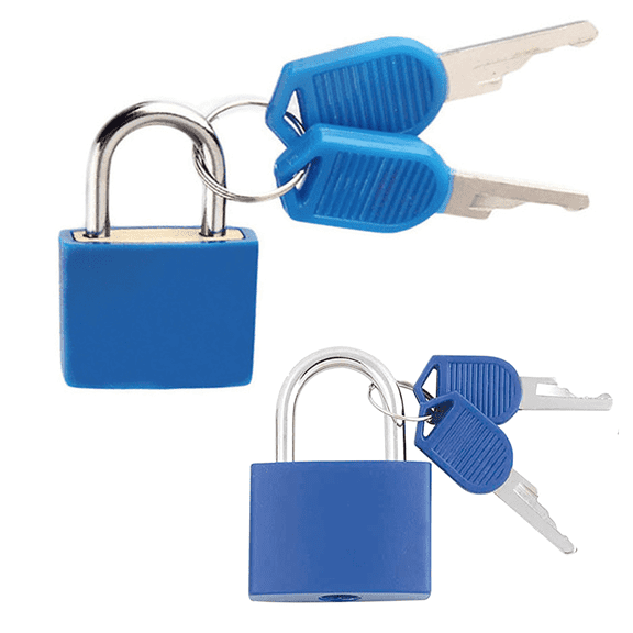 2 Pack Metal Padlock 42mm Large Key Lock for Locker, Heavy Duty Lock with Key Colored Waterproof Padlocks Keyed with Key for Indoor and Outdoors Use