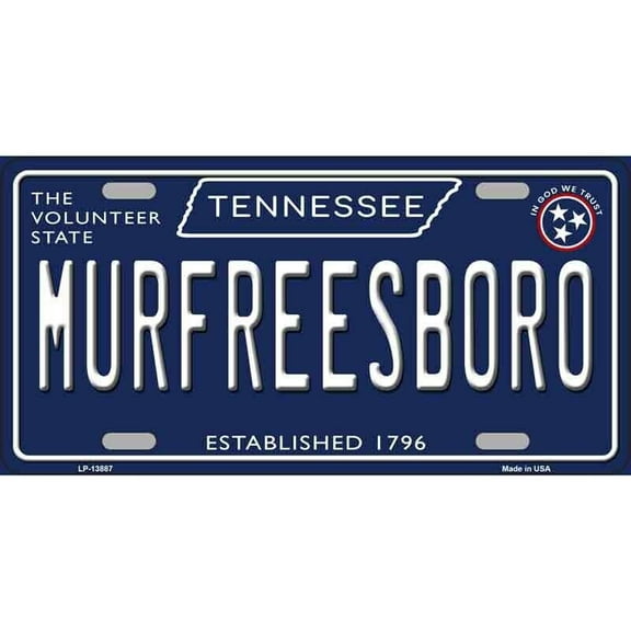 Aluminum (12 inch x 6 inch) Murfreesboro Tennessee Blue License Plate Metal Sign Car Truck Wall Home