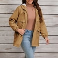 thumbnail image 4 of YDFCWXW Women's Zip-up Jacket Snap Fleece Lined Anorak Windbreaker Drawstring Waist Utility Coats Khaki, M, 4 of 6